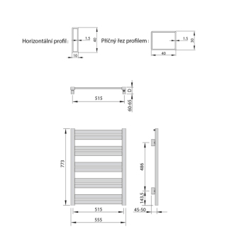 NEVEL vykurovacie teleso 555x773mm, 324 W, strieborná (H-608S) NV608S