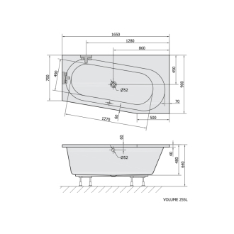 ASTRA WR asymetrická vaňa 165x90x48cm, biela 31611