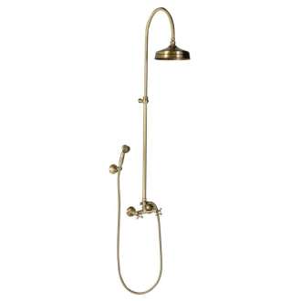ANTEA sprchový stĺp na napojenie na batériu, hlavová, ručná sprcha, bronz SET026