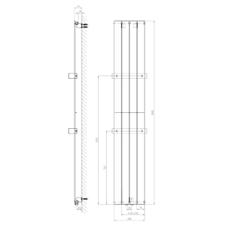 COLONNA vykurovacie teleso 298x1800 metalická strieborná IR143