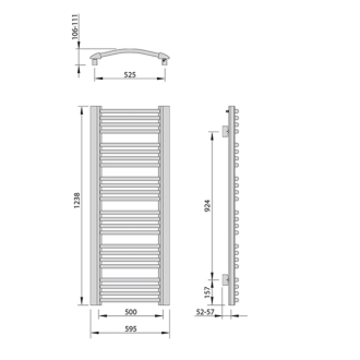 EGEON vykurovacie teleso 595x1238mm, 739 W, strieborná štrukturálna (F-613SS) EG612SS