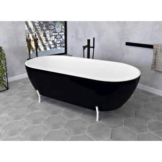 REDUTA voľne stojaca vaňa liaty mramor 150x75x58cm, čierna/biela 72974