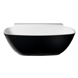 NIGRA voľne stojaca vaňa liaty mramor 158x80x59cm, čierna/biela 72975