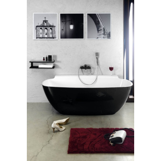 NIGRA voľne stojaca vaňa liaty mramor 158x80x59cm, čierna/biela 72975