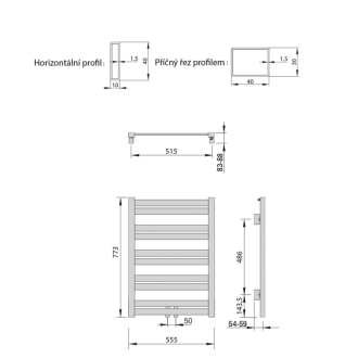 NEVEL vykurovacie teleso 555x773 mm, 324 W, stredové pripojenie, biela NVX608
