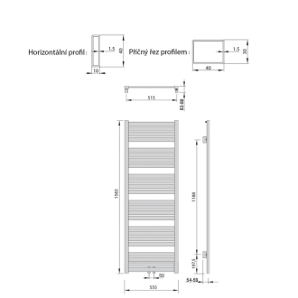 NEVEL vykurovacie teleso 555x1583 mm, 690 W, stredové pripojenie, biela NVX616