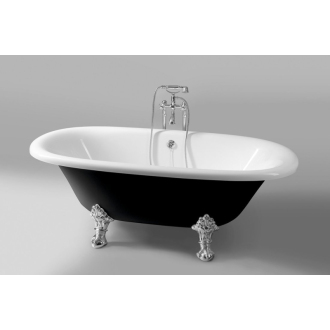REGATA voľne stojaca vaňa 175x85x61cm, nohy chróm mat, čierna / biela 10251