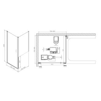 ONE sprchová zástena oddeľujúca vaňu a sprchovací kút, 800x800 mm, číre sklo GO3780