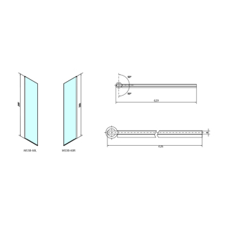 MODULAR SHOWER otočný panel na inštaláciu na stenu modulu MS3, 600 mm MS3B-60