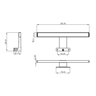 SERAPA LED svietidlo 5W, 230V, 300x40x100mm, plast, chróm SA147