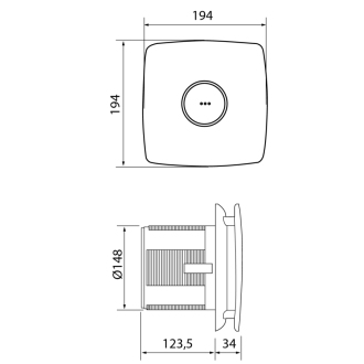X-MART 15T kúpeľňový ventilátor axiálny s časovačom, 25W, potrubie 150mm, nerez 01061000