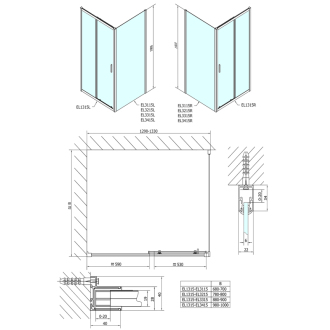 Easy Line obdĺžnikový sprchovací kút 1300x800mm L/P variant EL1315EL3215
