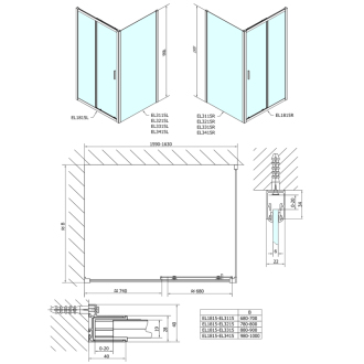 Easy Line obdĺžnikový sprchovací kút 1600x800mm L/P variant EL1815EL3215