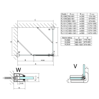 FORTIS LINE obdĺžnikový sprchovací kút 1500x900 mm, R variant FL1115RFL3590