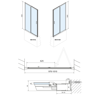 DEEP sprchové dvere skladacie 1000x1650mm, číre sklo MD1910