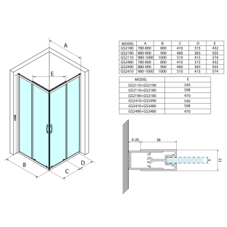 SIGMA SIMPLY obdĺžnikový sprchovací kút 1000x800 mm, L/P variant, rohový vstup, číre sklo
