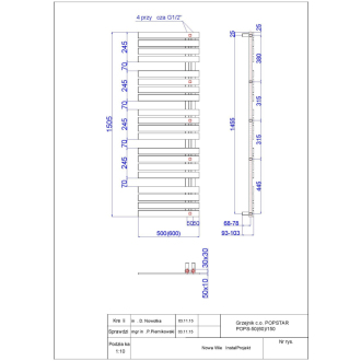 radiátor POP STAR 500 x 1505 mm, farba C. podľa vzorkovníka výrobcu RADPOP5015.
