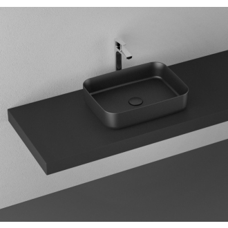 INFINITY RECTANGLE keramické umývadlo na dosku, 50x36 cm, čierna mat 10NF65050-2N