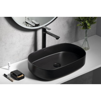 INFINITY OVAL keramické umývadlo na dosku, 55x36 cm, čierna mat 10NF65055-2N