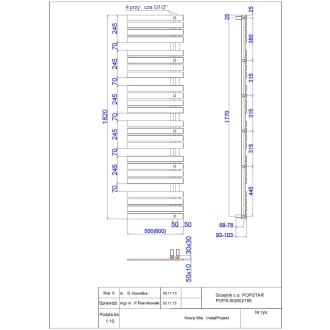 radiátor POP STAR 500 x 1820 mm, farba C. podľa vzorkovníka výrobcu RADPOP5018.