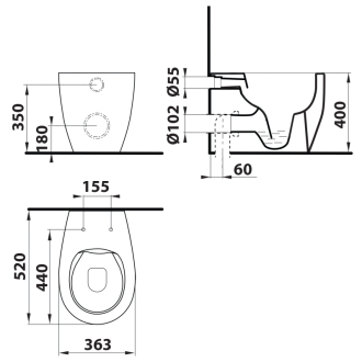 SENTIMENTI stojace WC Rimless, 36x52 cm, biela (SmartFixPlus) 10SM10004SV