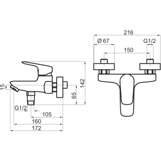 Novaservis Vaňová batéria bez príslušenstva 150 mm Titania Pure chróm 90320/1,0