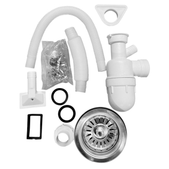 Sifón AQ006 vrátane pilety, úchytky, vystužovacia podložka pre drezy AQ4848B/ AQ051B/ AQ5745B/ AQ5848B/ AQ6642B/ AQ7642B/ AQ7848B