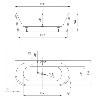 Cersanit CREA S301-301 Vaňa voľne stojaca 170x83, biela