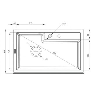 DEANTE ERIDAN ZQE_S10B Jednodrez 800X500X220, granit šedá
