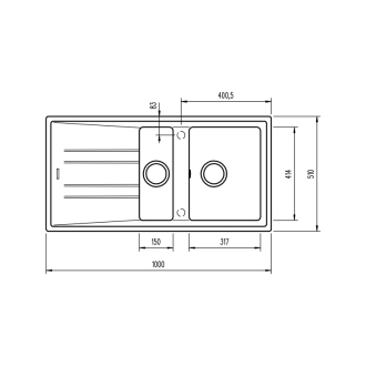 TEKA STONE 60 B-TG 1 1/2B 1D granitový drez topaz 115360004