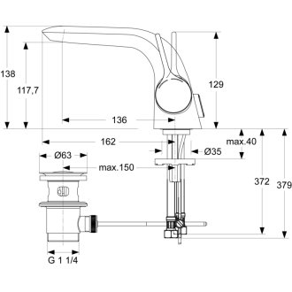 Ideal Standard MELANGE A 4260 AA umývadlová batéria s výpustou