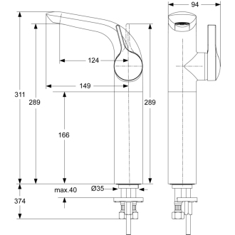 Ideal Standard MELANGE A 4266 AA um.batérie bez výpustu na dosku