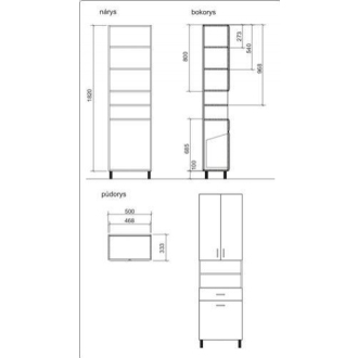 KERAMIA PRO vysoká skrinka s košom 50cm PROV50K