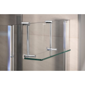 Závesná sklenená polička na sprchovú zástenu 400x180x125mm, chróm 1301-15