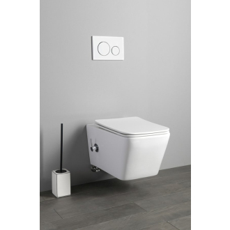 PORTO závesná WC misa Rimless, integrovaná batéria a bidet. spŕška, 36x52 cm, biela PZ102RX