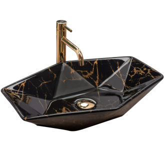 Rea Umývadlo na dosku Vegas Marble Black Shiny REA-U5603