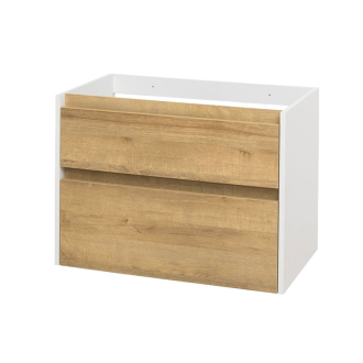 Mereo Opto kúpeľňová skrinka, spodná, biela/dub, 2 zásuvky, 810x580x458 mm CN931S