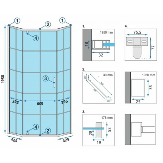 REA Hex sprchovací kút 90x90 - čierna REA-K8979