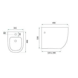 REA Carlo Mini závesný bidet, lesklá čierna REA-C6380