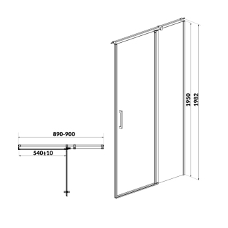 Cersanit Moduo sprchové dvere 90x195 pravé číre sklo S162-006