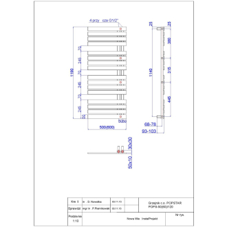 radiátor POP STAR 500 x 1190 mm, C35 white silk RADPOP501235