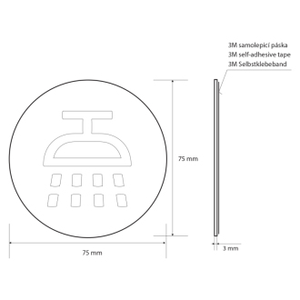 Označenie sprcha priemer 75mm, brúsený nerez XP115
