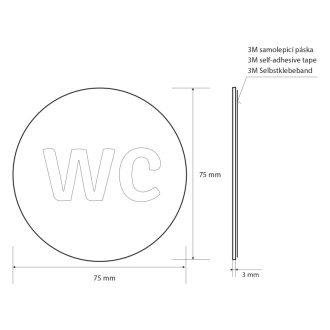 WC označenie priemer 75mm, brúsený nerez XP117
