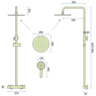 REA Vincent sprchový set s termostatom, brúsené zlato REA-P6602