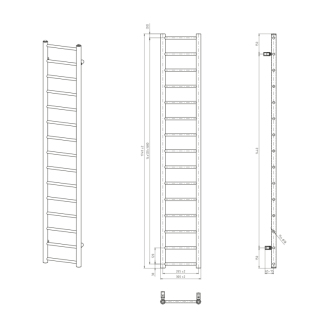 DINA vykurovacie teleso 300x1740 mm, čierna mat IR376B