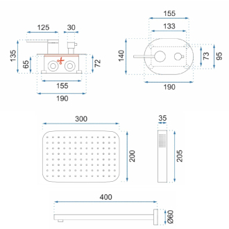 Rea Oval Podomietkový sprchový set + box, čierna REA-P8467