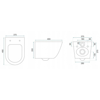 Rea Carlo Mini Rimless Duroplast Flat WC závesná misa čierna/zlatá REA-C8800