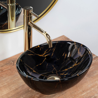 Umývadlo na dosku Rea Sofia Mini Black Marble Shiny