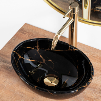 Umývadlo na dosku Rea Sofia Mini Black Marble Shiny