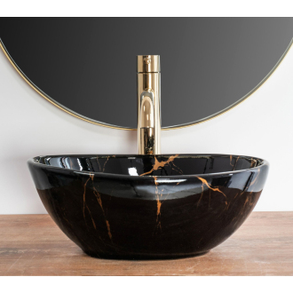 Umývadlo na dosku Rea Sofia Mini Black Marble Shiny